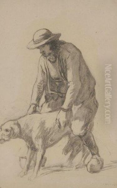 Homme Et Son Chien Oil Painting by Jean-Francois Raffaelli