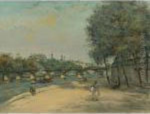 L'institut De France Et Le Pont Des Arts Oil Painting by Jean-Francois Raffaelli