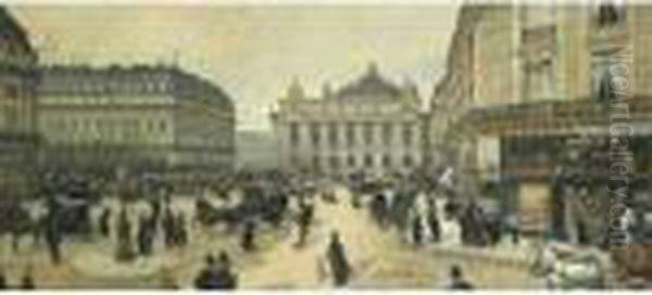 Place De L'opera, Paris Oil Painting by Jean-Francois Raffaelli