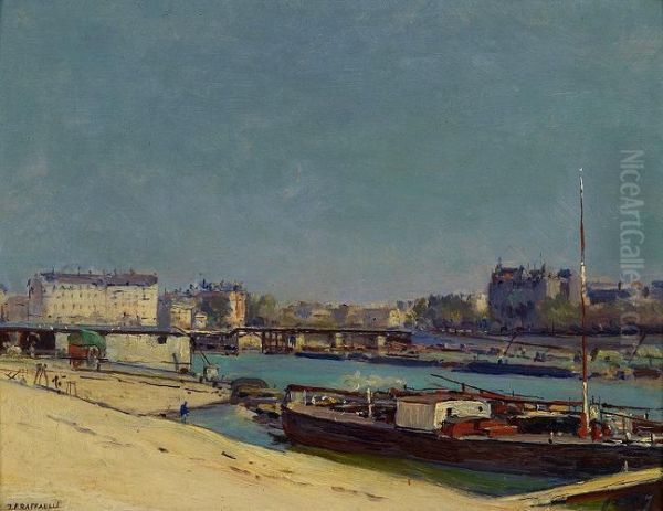 Vue Sur La Rive Droite De La Seine Oil Painting by Jean-Francois Raffaelli