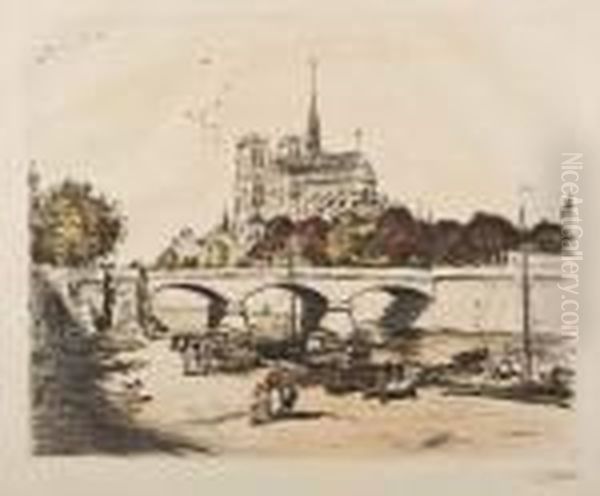 Notre-dame De Paris Oil Painting by Jean-Francois Raffaelli