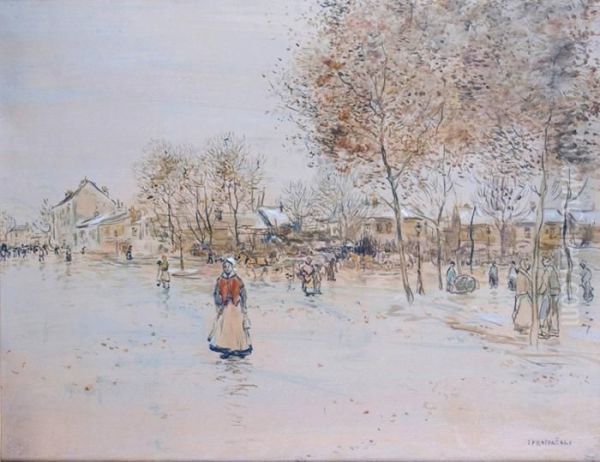 Place Animee A Gennevilliers Oil Painting by Jean-Francois Raffaelli