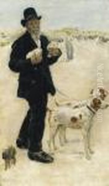 Le Dresseur De Chiens Oil Painting by Jean-Francois Raffaelli