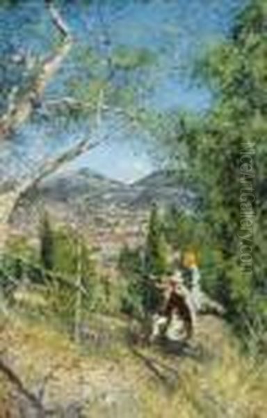 Sur Un Chemin, Vue Panoramique Oil Painting by Jean-Francois Raffaelli