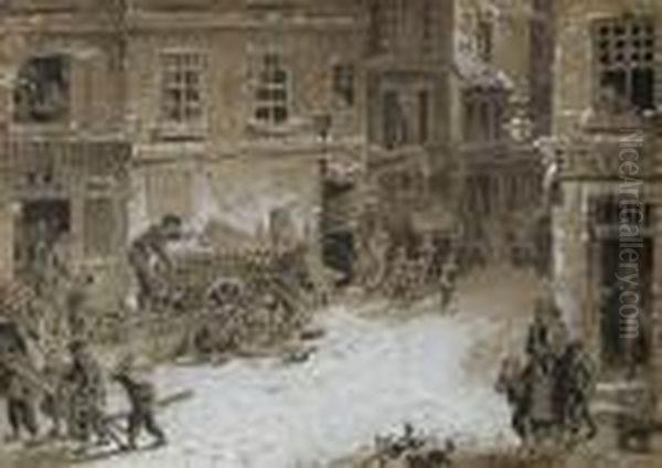 Destruction Dun Quartier Du Vieux Paris Durant Lacommune Oil Painting by Jean-Francois Raffaelli