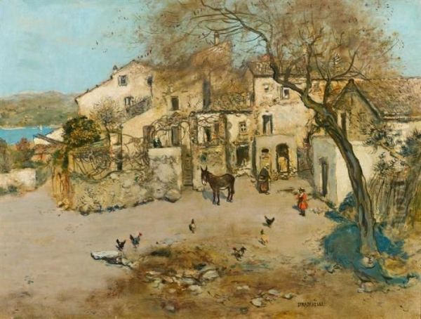 La Place Du Village Oil Painting by Jean-Francois Raffaelli