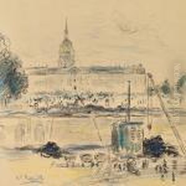 A Scenery Fromparis With A View To Hotel Des Invalides Oil Painting by Jean-Francois Raffaelli