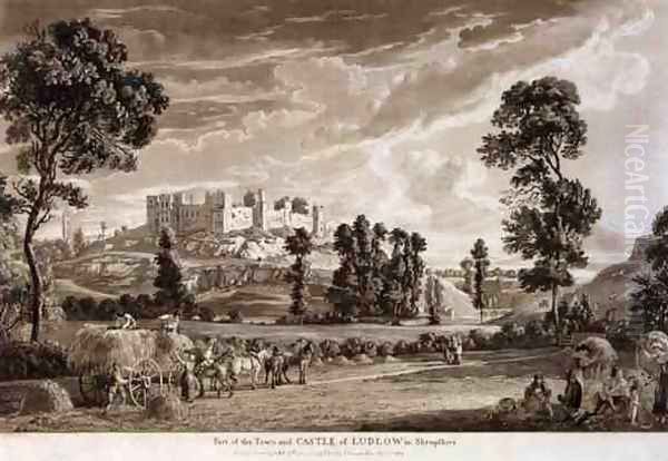 Part of the Town and Castle of Ludlow in Shropshire, engraved by the artist, published by P. Sandby, 1779 Oil Painting by Paul Sandby