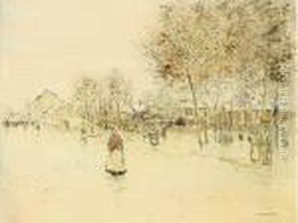 Place Animee A Gennevilliers Oil Painting by Jean-Francois Raffaelli