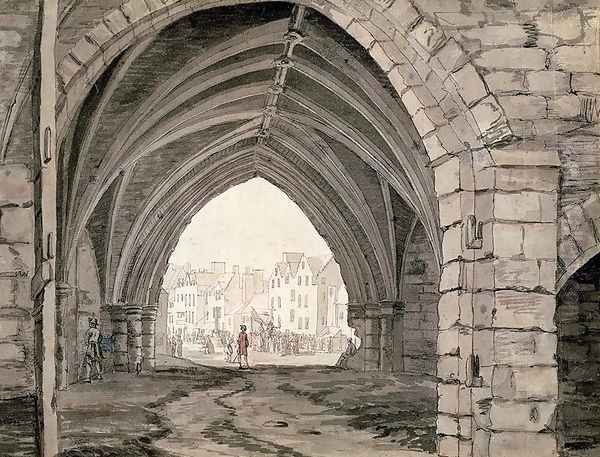 Part of Holyrood Abbey with a View of the Canongate Oil Painting by Paul Sandby