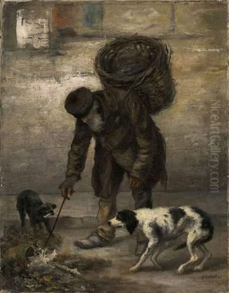 Chiffonnier Et Chien, 1878-1880 Oil Painting by Jean-Francois Raffaelli