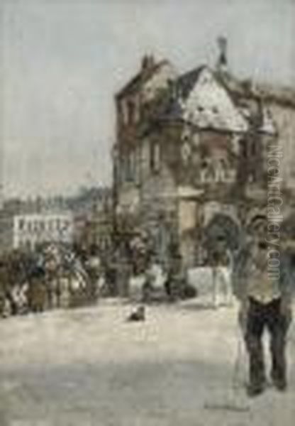 La Lieutenance, A Honfleur: Daily Activities In Honfleur Oil Painting by Jean-Francois Raffaelli