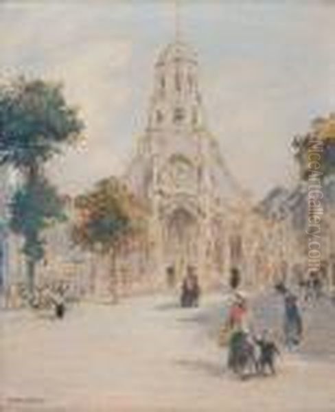 Eglise Et Place Animee Oil Painting by Jean-Francois Raffaelli