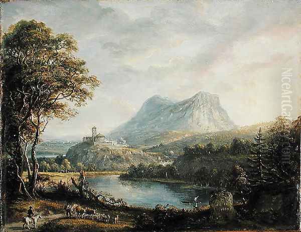 Landscape with a Lake, 1808 Oil Painting by Paul Sandby