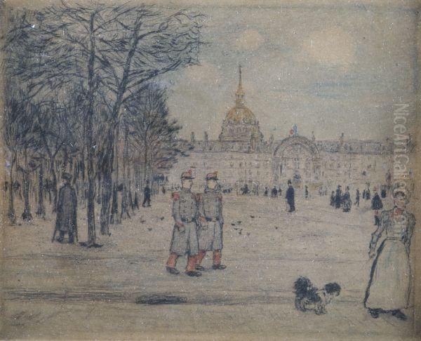 Les Invalides, Le Quai De La Tournelle Andla Place De La Madeleine Oil Painting by Jean-Francois Raffaelli