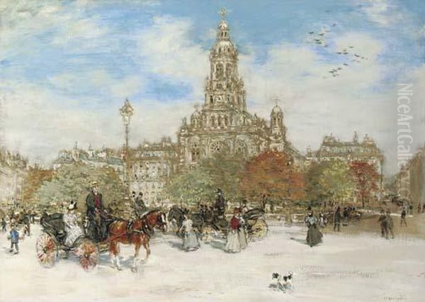 Trinite Des Monts, Paris Oil Painting by Jean-Francois Raffaelli