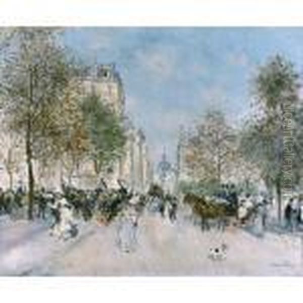 Au Coin Des Champs-elysees Oil Painting by Jean-Francois Raffaelli