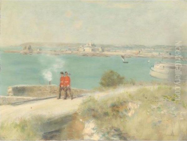 Deux Militaires A Jersey Oil Painting by Jean-Francois Raffaelli