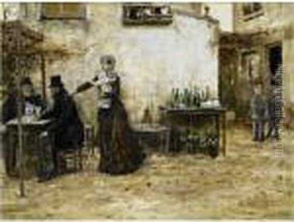 Les Habitues De Cafe Oil Painting by Jean-Francois Raffaelli