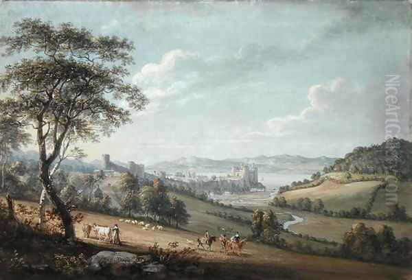 South West View of Conway Castle, 1802 Oil Painting by Paul Sandby