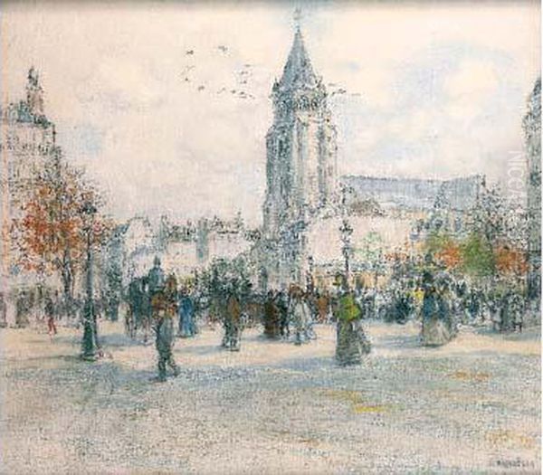 Saint-germain-des-pres Oil Painting by Jean-Francois Raffaelli