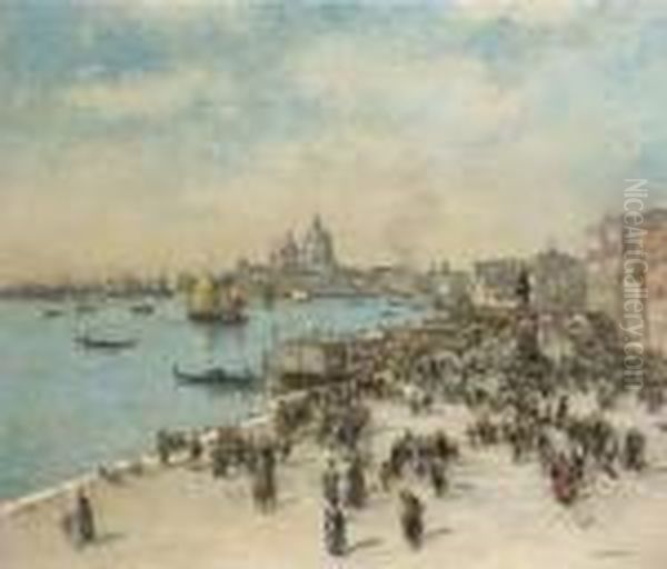 La Riva Degli Schiavoni, Venice Oil Painting by Jean-Francois Raffaelli