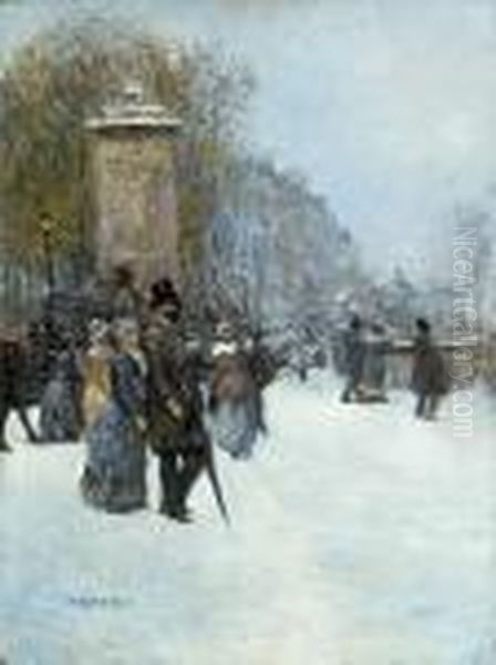 A Paris, La Promenade Oil Painting by Jean-Francois Raffaelli