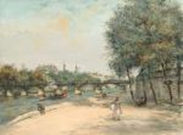 L'institut De France Et Le Pont Des Arts Oil Painting by Jean-Francois Raffaelli