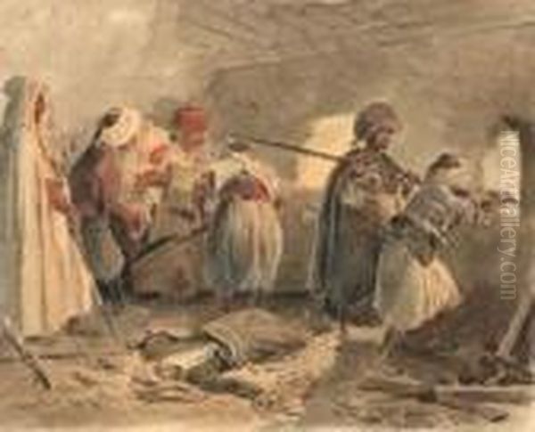 Araber Bei Der Verteidigung Einer Festung Oil Painting by Auguste Raffet