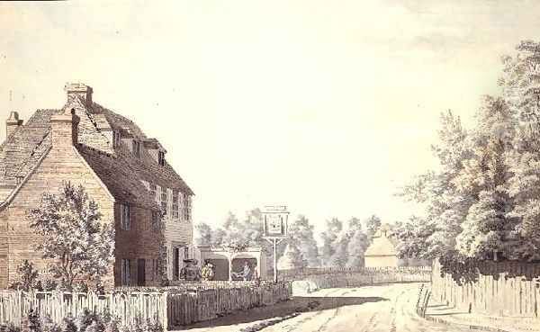 Figures Outside a Village Pub Oil Painting by Paul Sandby