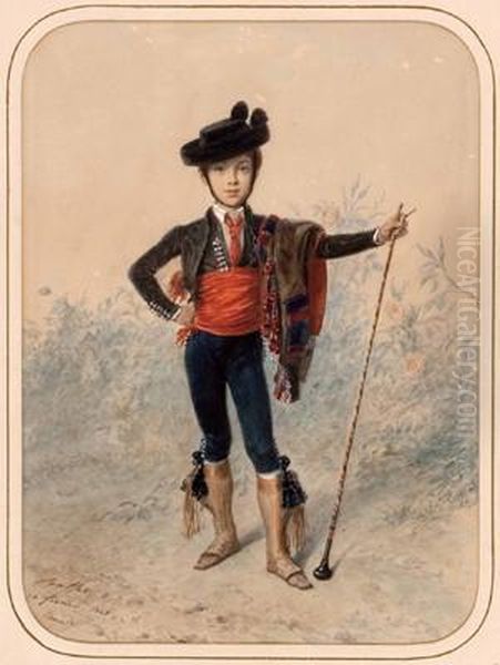 Ein Junger Tambourmajor In Franzosischer Tracht Oil Painting by Auguste Raffet