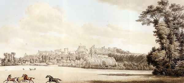 View Of Windsor Castle And Part Of The Town From The Spital Hill Oil Painting by Paul Sandby