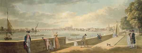 View towards Westminster from the Terrace of Somerset House Oil Painting by Paul Sandby