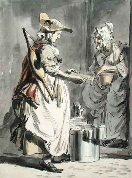 London Cries A Milkmaid, c.1759 Oil Painting by Paul Sandby