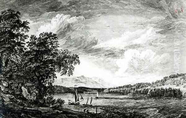 View of Hudsons River of Pakepsey Oil Painting by Paul Sandby