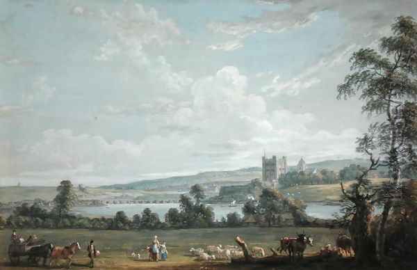 Rochester - View Across the Medway Oil Painting by Paul Sandby