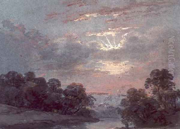 Study of Sunset Oil Painting by Paul Sandby