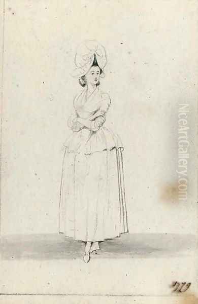 Sketch of an elegant lady Oil Painting by Paul Sandby