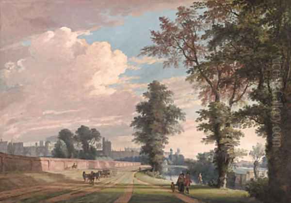 The North Front of Windsor Castle from Datchet Lane Oil Painting by Paul Sandby