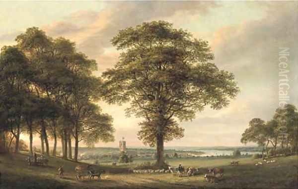 Woolwich from the Conduit Hill, the Thames estuary beyond Oil Painting by Paul Sandby