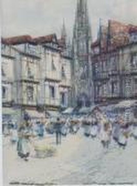 In Old Caen, Normandy Oil Painting by Victor Noble Rainbird