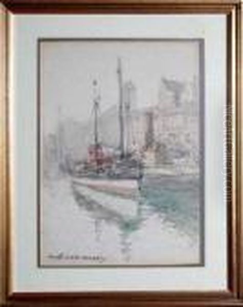 North Shields Harbour Oil Painting by Victor Noble Rainbird