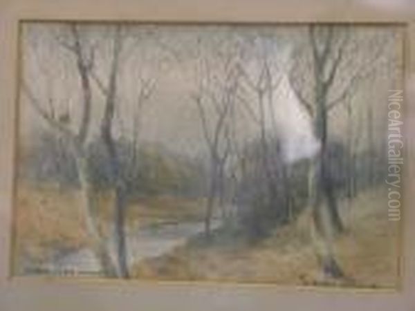 Rural Pathway Entitled October Oil Painting by Victor Noble Rainbird