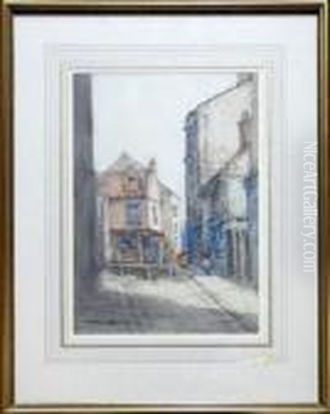 A Back Street In North Shields Oil Painting by Victor Noble Rainbird