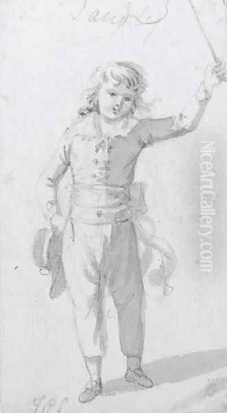 Boy with a whip Oil Painting by Paul Sandby