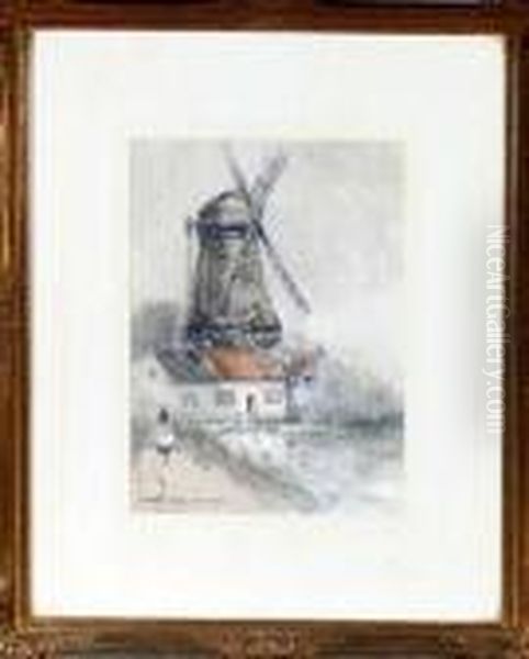 A Windmill In Holland Oil Painting by Victor Noble Rainbird