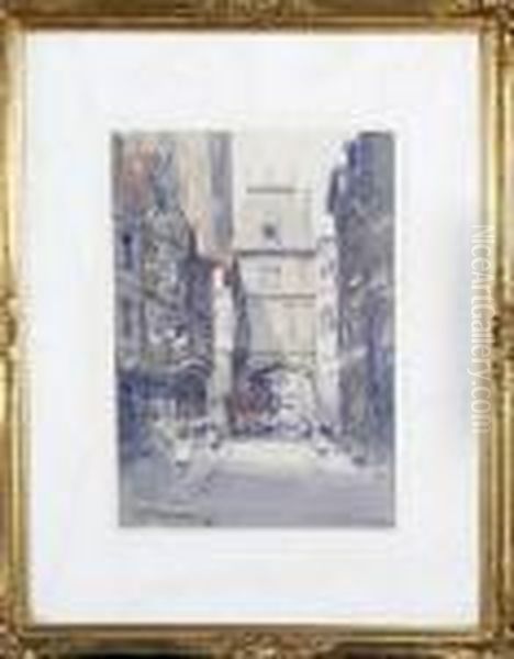 Rue De La Grosse Horloge, Rouen Oil Painting by Victor Noble Rainbird