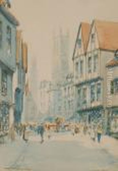 Street Scene In Ghent Oil Painting by Victor Noble Rainbird