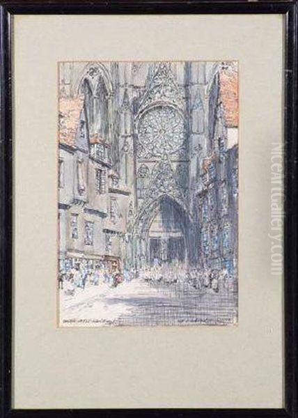 Rue De L'horlodge, Rouen Oil Painting by Victor Noble Rainbird