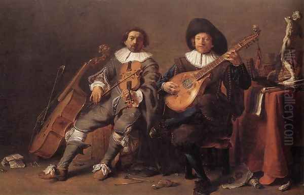 The Duet c. 1635 Oil Painting by Cornelis Saftleven